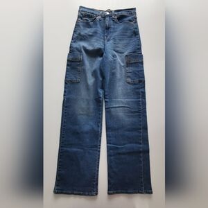 Signature Levi Strauss Heritage High Rise Straight Leg Jeans Side Cargo Pockets